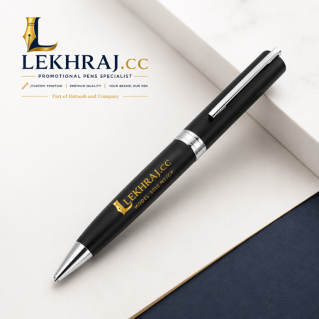 Lekhraj 3015 MT/CP Promotional Plastic Ball Pen | Corporate Logo Printing Pen | Black & Chrome Finish