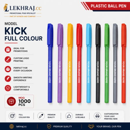Lekhraj Kick Full Colour Promotional Ball Pen | Custom Logo Printing Pen | Multicolour Corporate Branding Pen