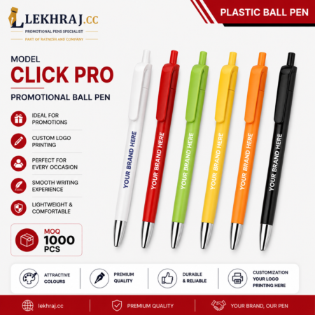 Lekhraj Click Pro Promotional Ball Pen | Custom Logo Printing Pen | Multicolour Corporate Branding Pen