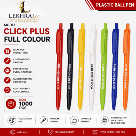 Lekhraj Click Plus Full Colour Promotional Ball Pen | Custom Logo Printing Pen | Multicolour Corporate Branding Pen